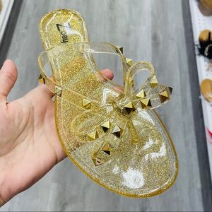 Gold glitter jelly sandal